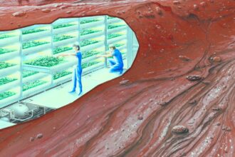 Concept Mars colony e1430939981884 كيف يمكن للزراعة على المريخ أن تساعد على تحسين الزراعة على الأرض مجلة نقطة العلمية