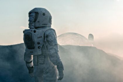 Astronaut at Mars Base اختراع طريقة جديدة لإنتاج الأكسجين على المريخ مجلة نقطة العلمية