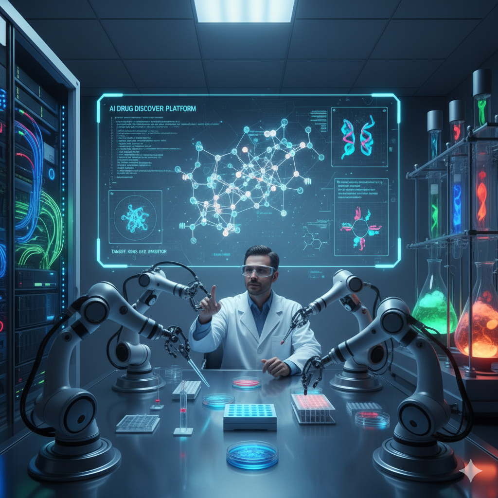 Gemini Generated Image csqse4csqse4csqs 1 هل يقود الذكاء الاصطناعي عصرًا ذهبيًا جديدًا لصناعة الأدوية؟ مجلة نقطة العلمية