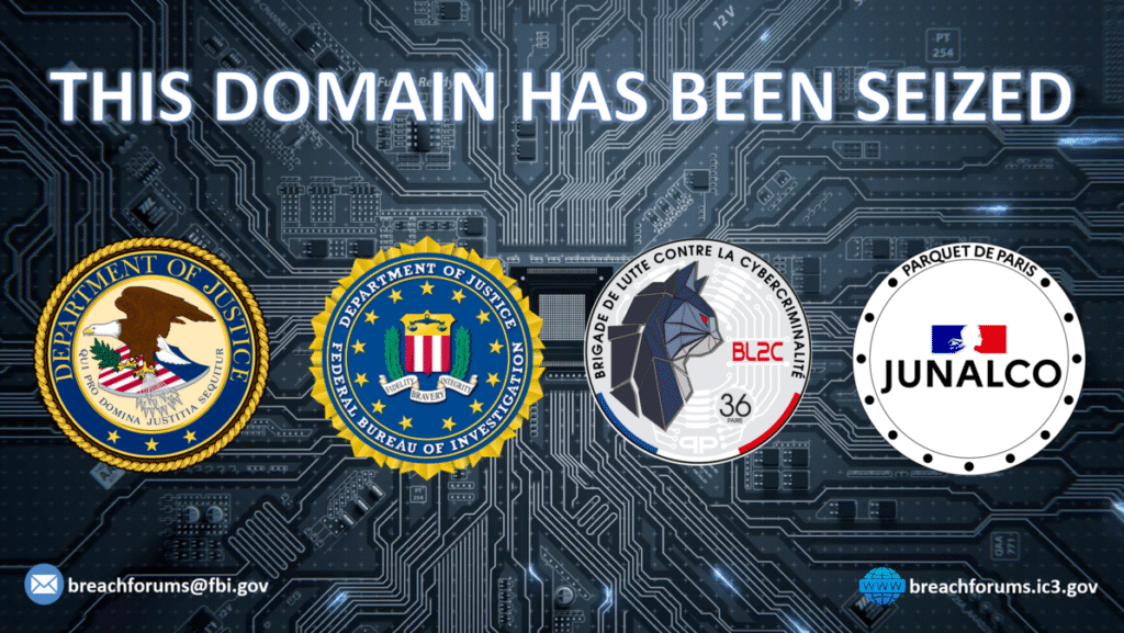 إشعار بأن سلطات إنفاذ القانون قامت بتحييد منتديات Breachforums